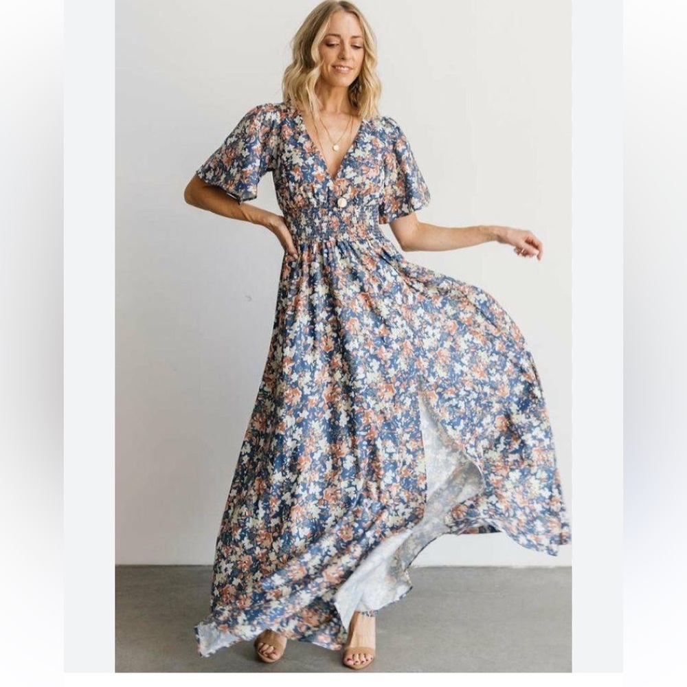 Baltic Born Floral Maxi Dress - Blue and White